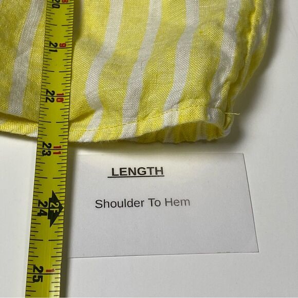 Talbots LINEN TIE HEM BUTTON FRONT TOP - SEASHORE STRIPE Women's Size Small - Picture 4 of 14